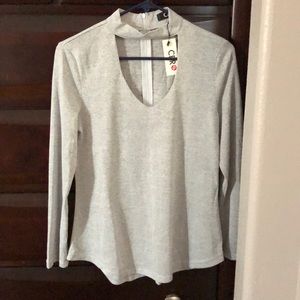 Light Gray Choker Neck Top, NWT